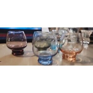 Vintage Roly Poly Cordial Shot Glasses – Multicolor Hand-Blown MCM Set of 5